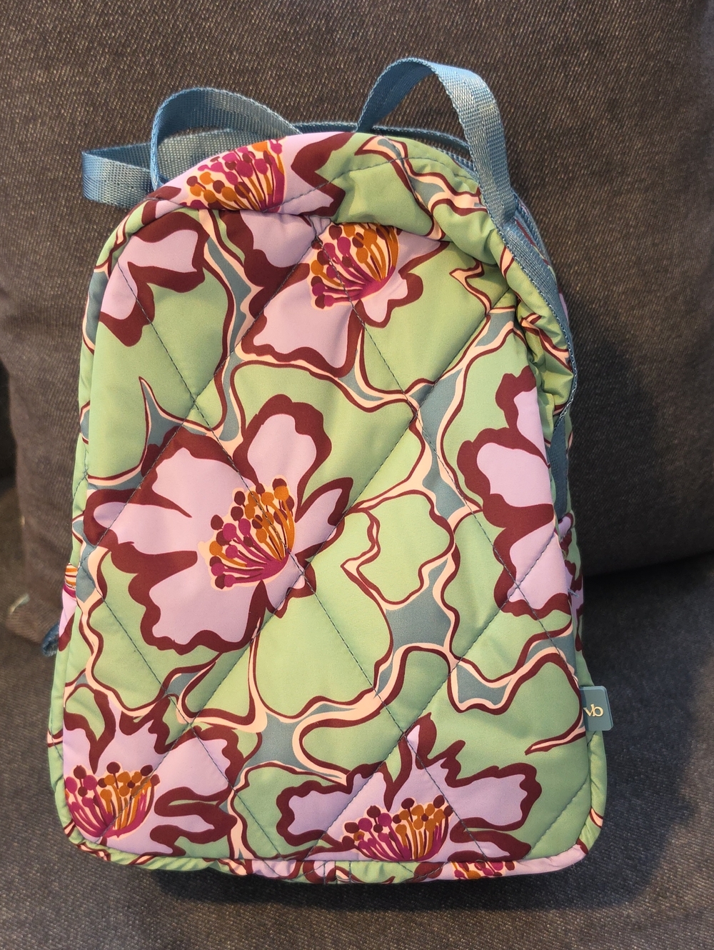 Vera Bradley Quilted Floral Mini Lunch Bag- Green & Pink